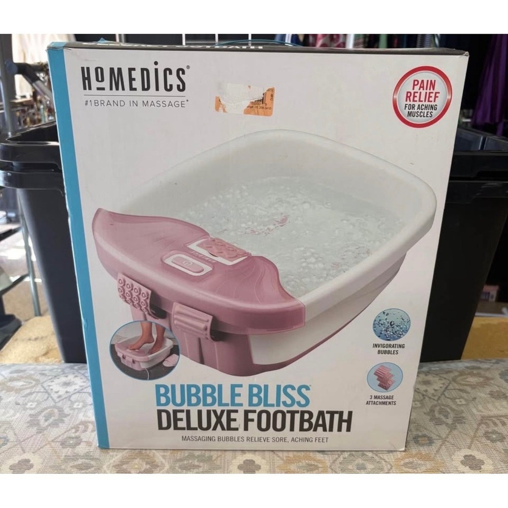 HoMedics Bubble Bliss Deluxe Footbath FB-50 Pink White Foot Spa Massager Bubbles